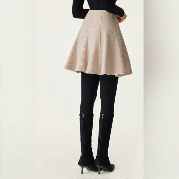 NWT OGL CashSoft High Waisted Flare Hem Mini Skirt - Heather Oatmeal Size S - Picture 9 of 10